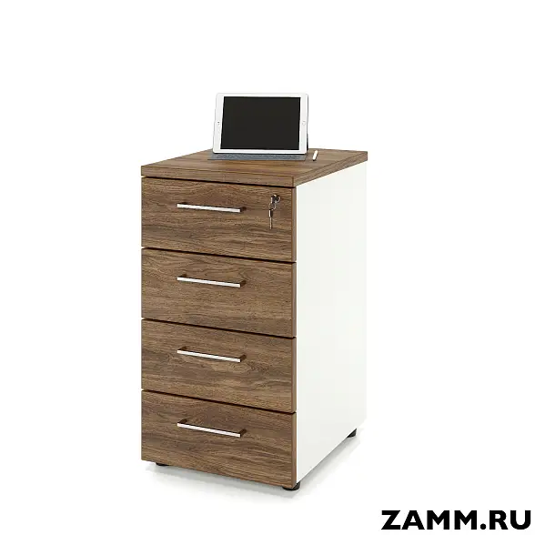 Тумба приставная ZAMM. 4 ящика с центральным замком 500 (Ш:410, Г:500, В:613)