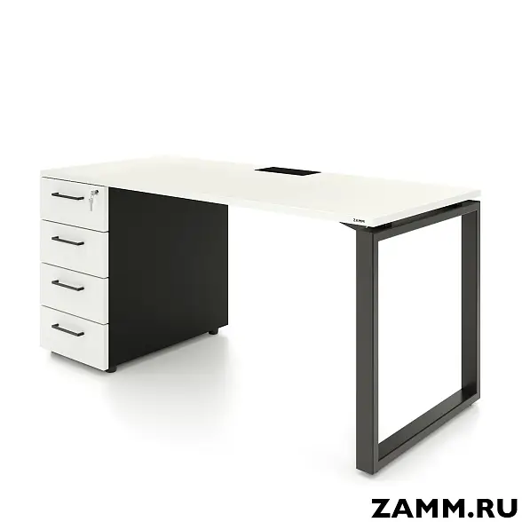 Стол письменный Зета Т4 с тумбой 4 ящ. (Тип 2) с лючком для пр-дов (Д-039), кабель-каналом (Д-041)