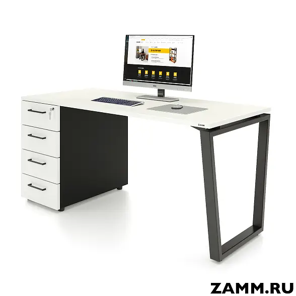 Стол письменный Ирис Т4 с тумбой 4 ящика (Тип 1) без аксессуаров