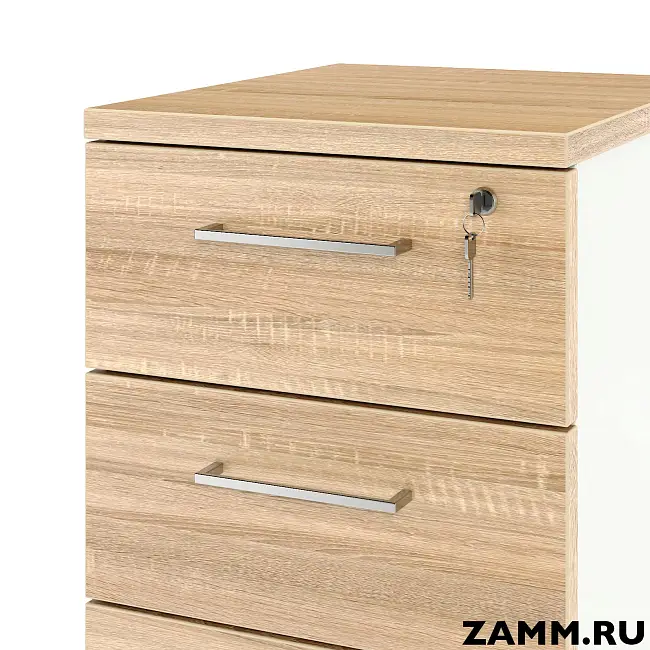 Тумба приставная ZAMM. 3 ящика с центральным замком (Ш:410, Г:500, В:577)