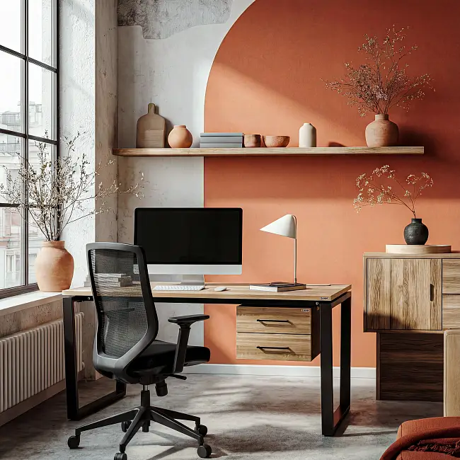 Стол Ирис ТР 2 ящика (Тип 4) с пропусками, кабель-каналом (Д-041)., под. сист. блока (Д-044)