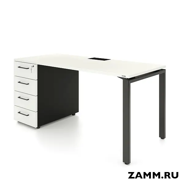 Стол письменный Формат Т4 с тумбой 4 ящ. (Тип 2) с лючком для пр-дов (Д-039), кабель-каналом (Д-041)