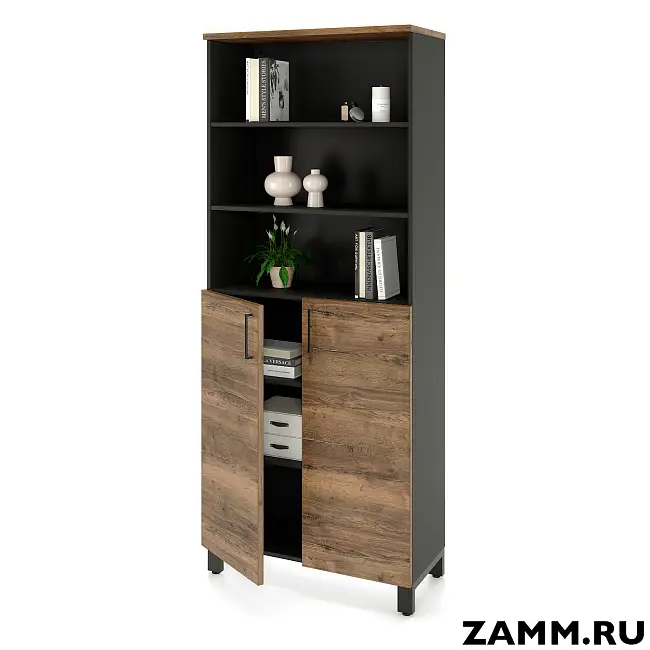 Шкаф ZAMM распашной 6 полок, 2 двери, 3 полки закрыты, 3 полки открыты (Ш:900, Г:414, В:2270)