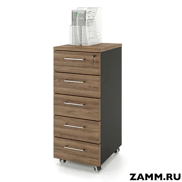 Тумба мобильная ZAMM. 5 ящиков с центральным замком (Ш:410, Г:500, В:958)