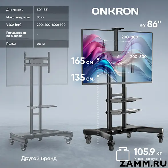 Мобильная стойка для ТВ ONKRON TS1881 50"-86" 