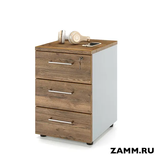 Тумба приставная ZAMM. 3 ящика с центральным замком (Ш:410, Г:500, В:577)